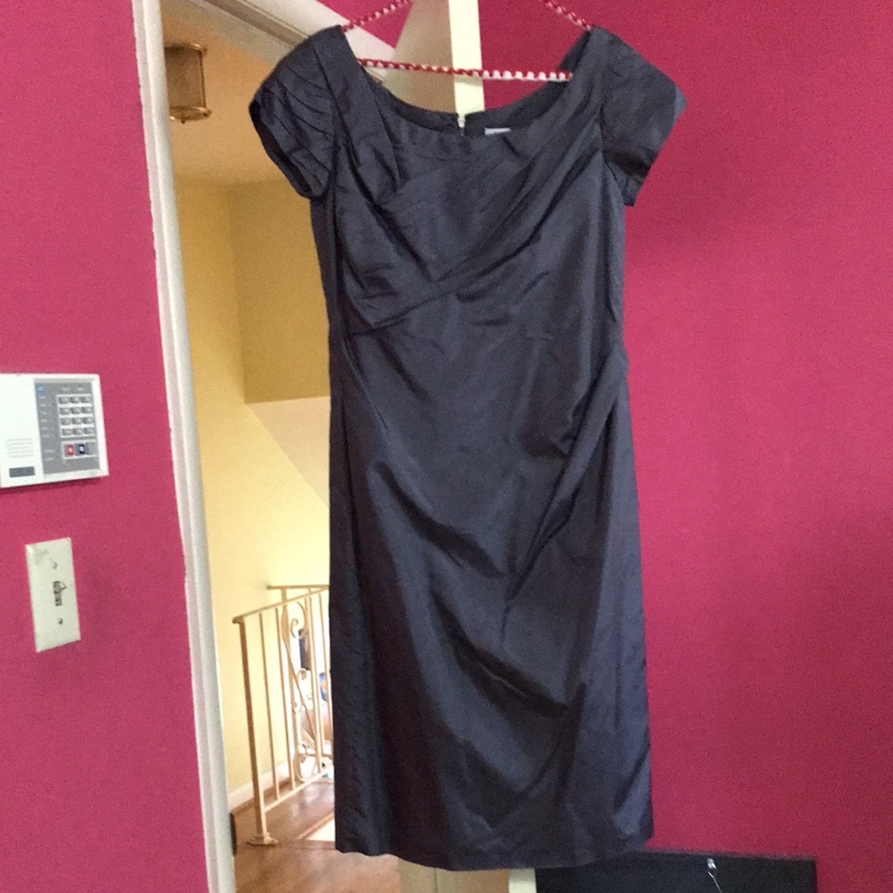Laundry charcoal grey satiny ruched dress
